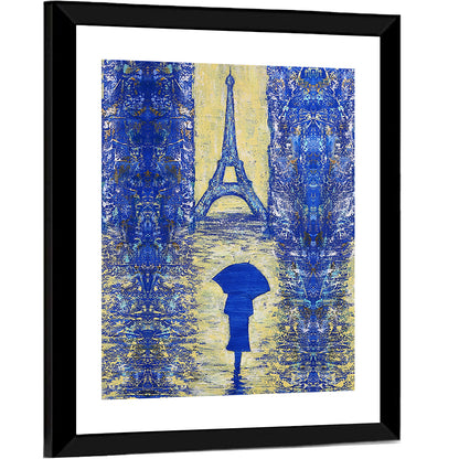 Woman Walking to the Eiffel Tower Wall Art