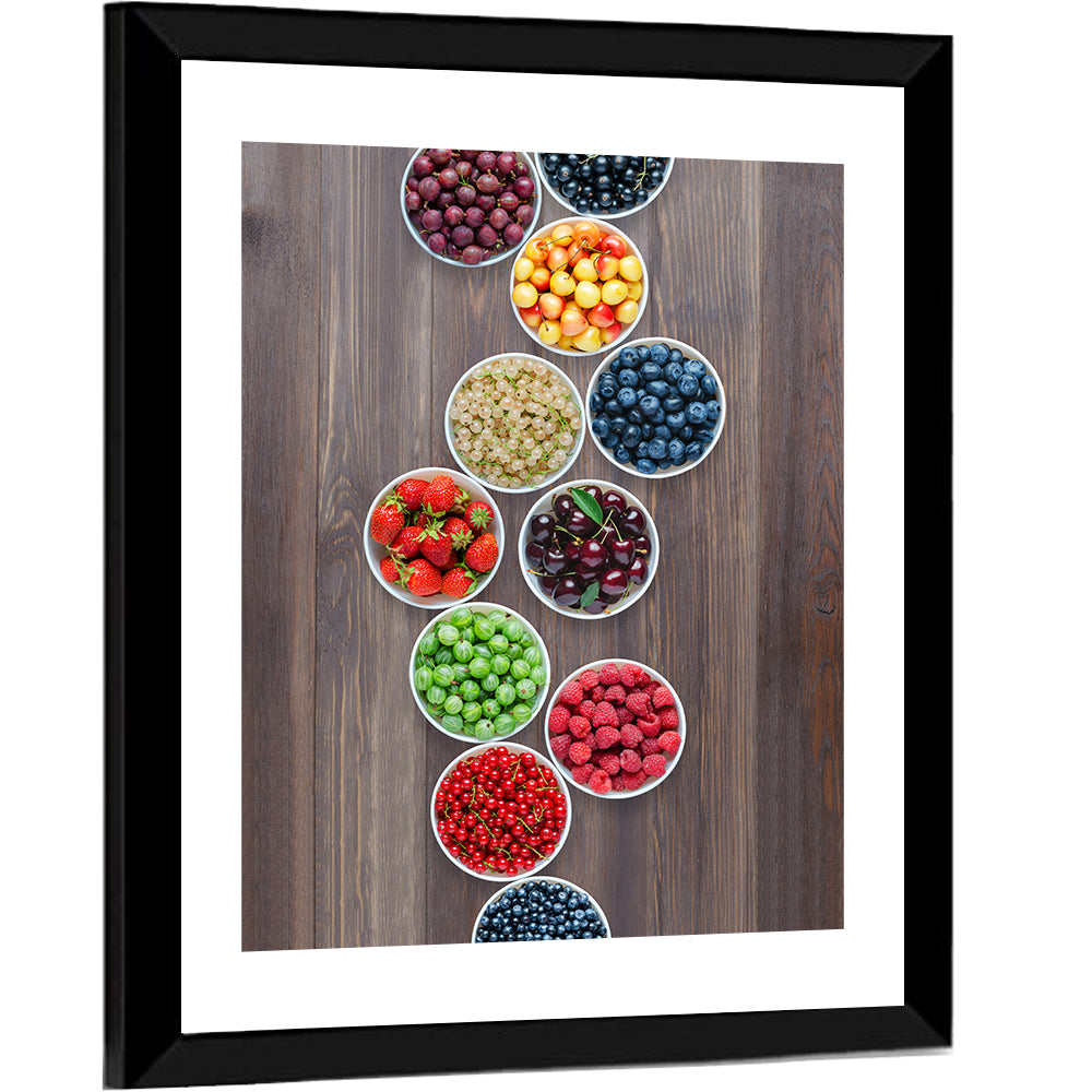 Ten Round Bowls of Berries Wall Art