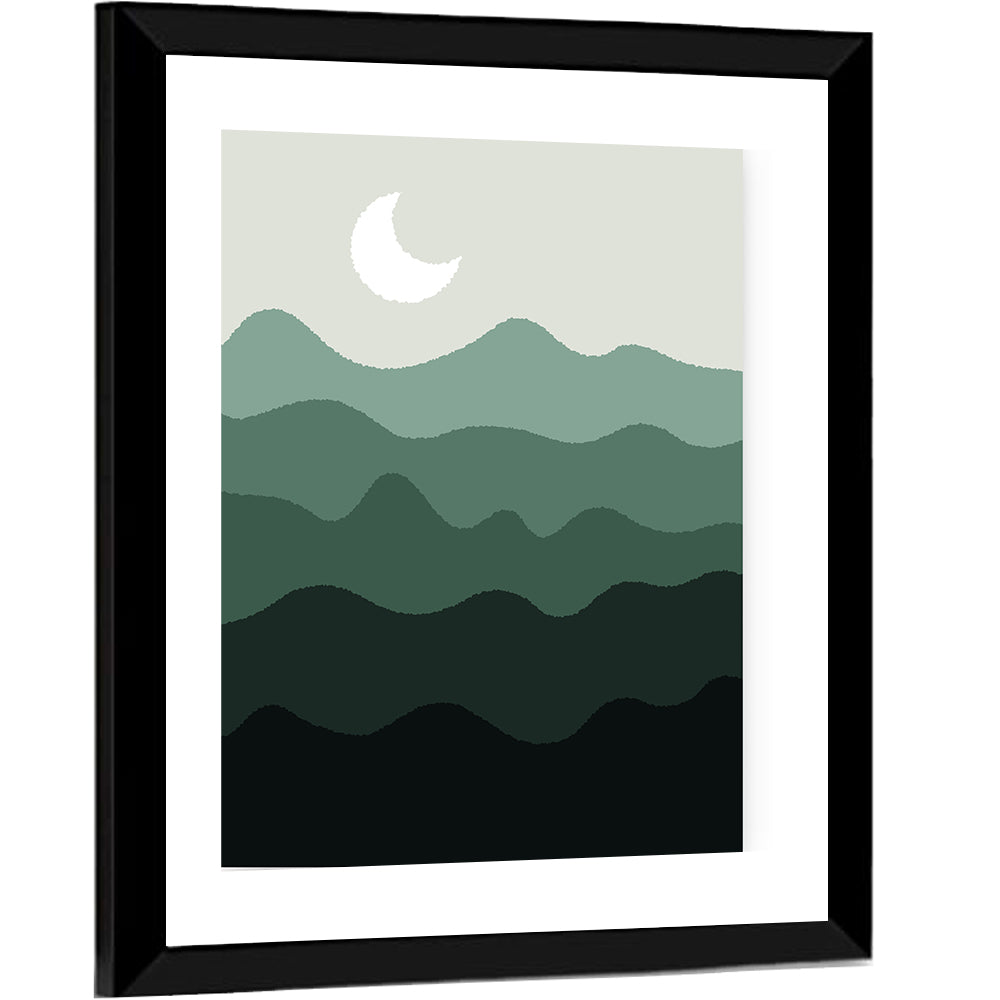Moonlit Green Mountains Wall Art