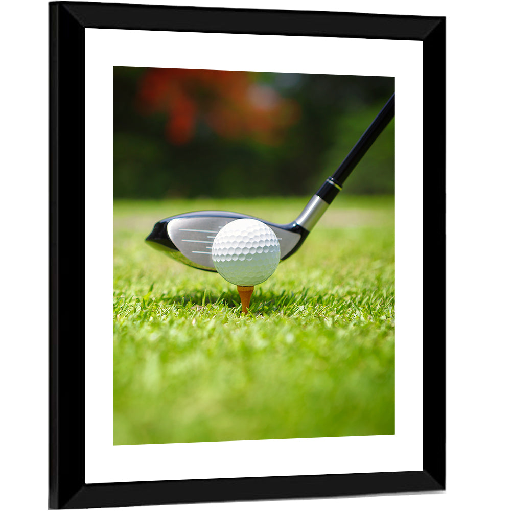 Golf Ball with Driver on Tee Wall Art