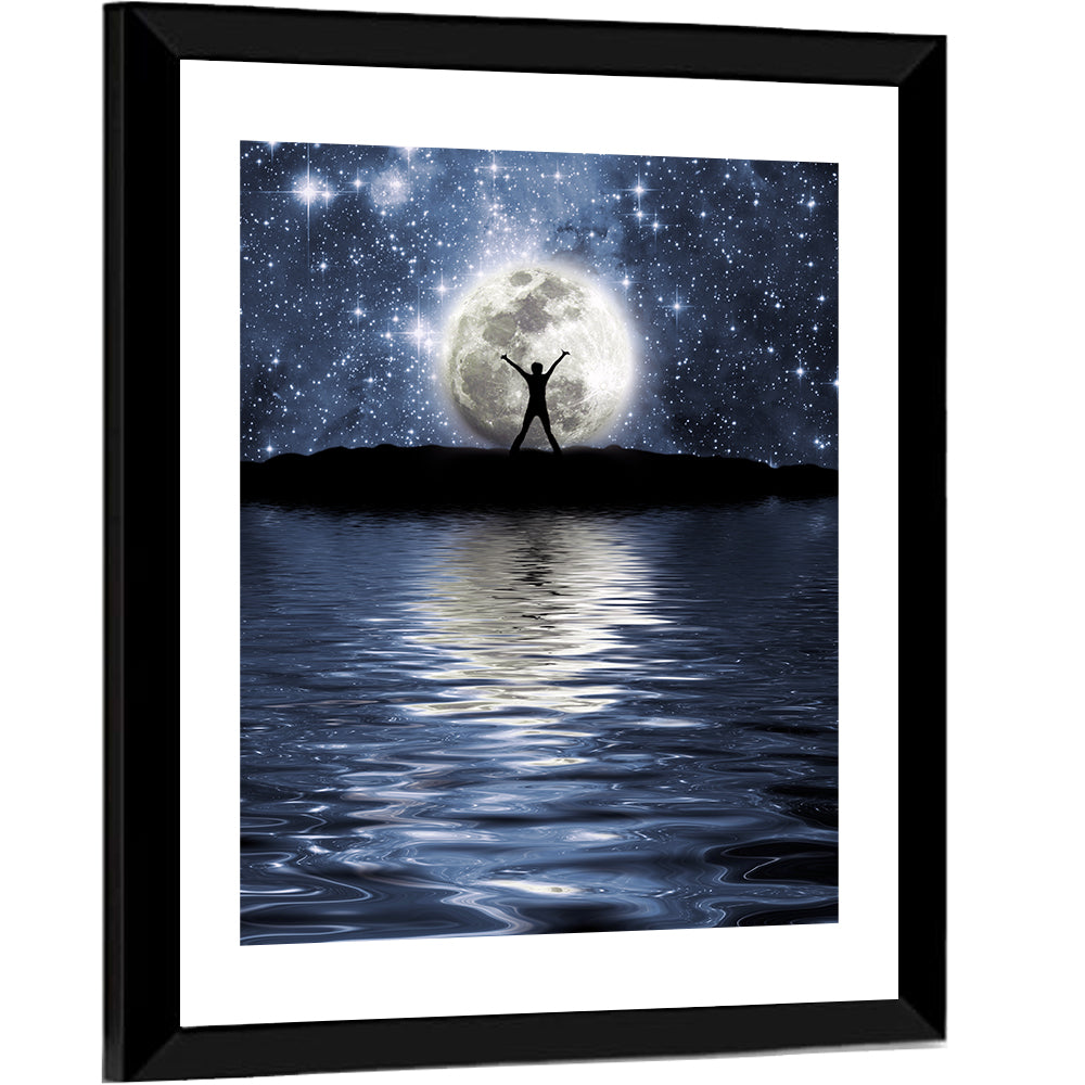 Man Infront Of Moon Wall Art