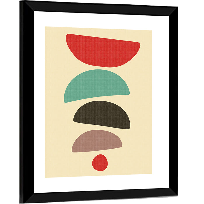 Mid Century Semicircle Stack Wall Art as a framed print