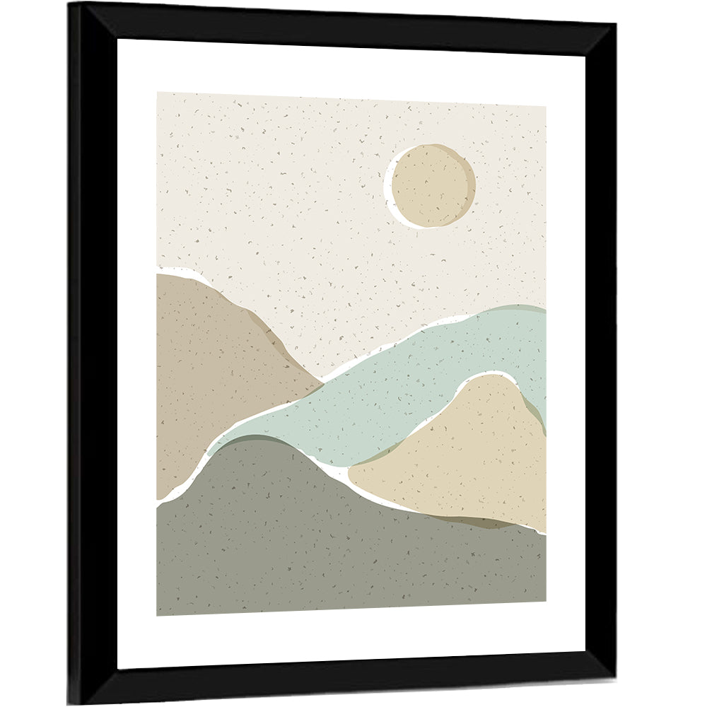Layered Mountains and Sun Wall Art