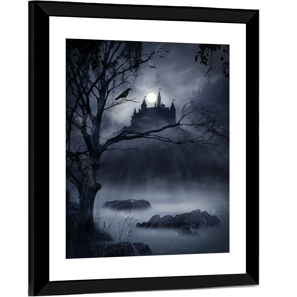 Moonlit Castle Over a Swamp Wall Art