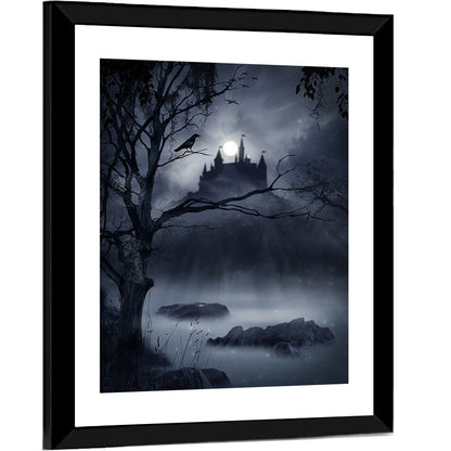 Moonlit Castle Over a Swamp Wall Art