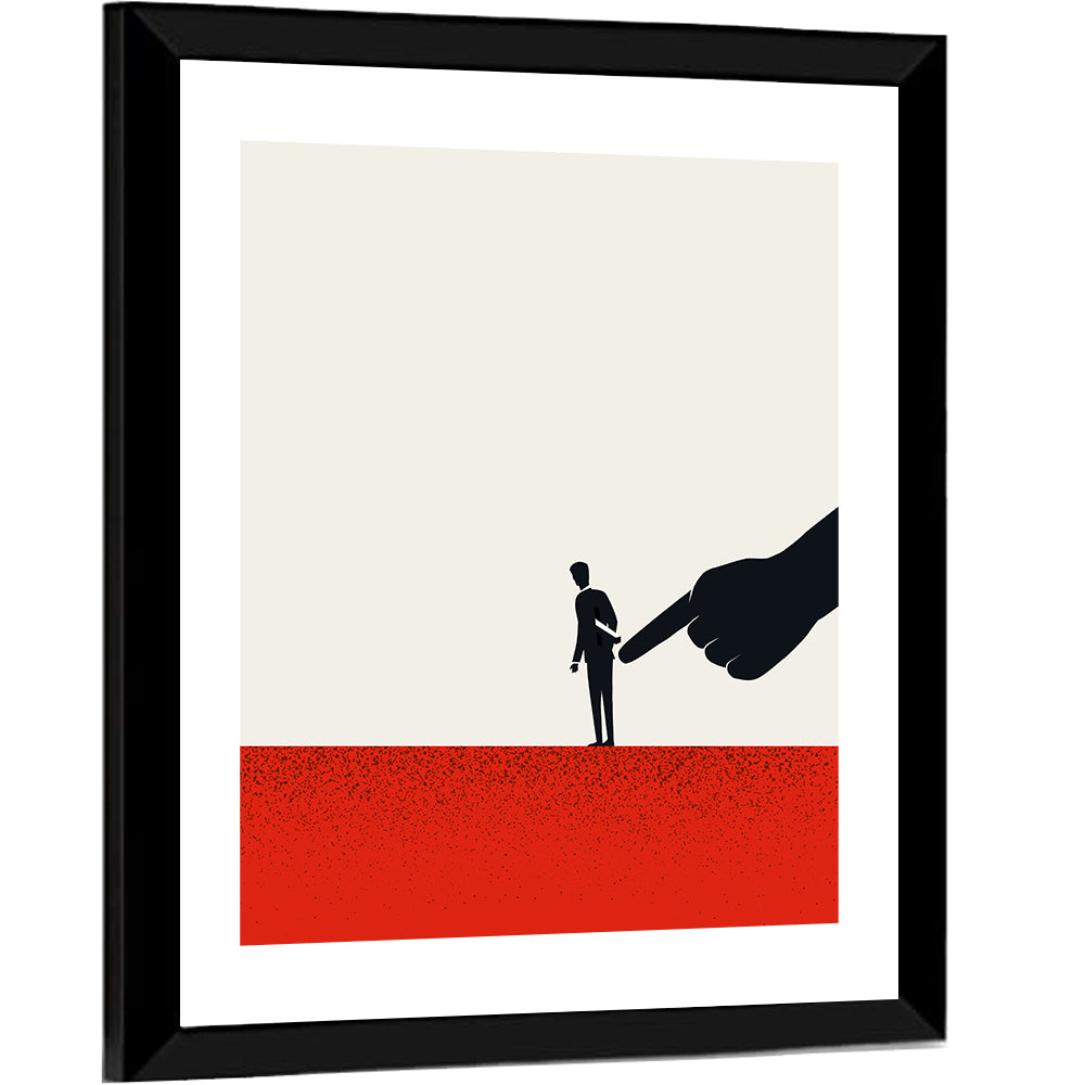 Giant Hand Pointing at Man Wall Art