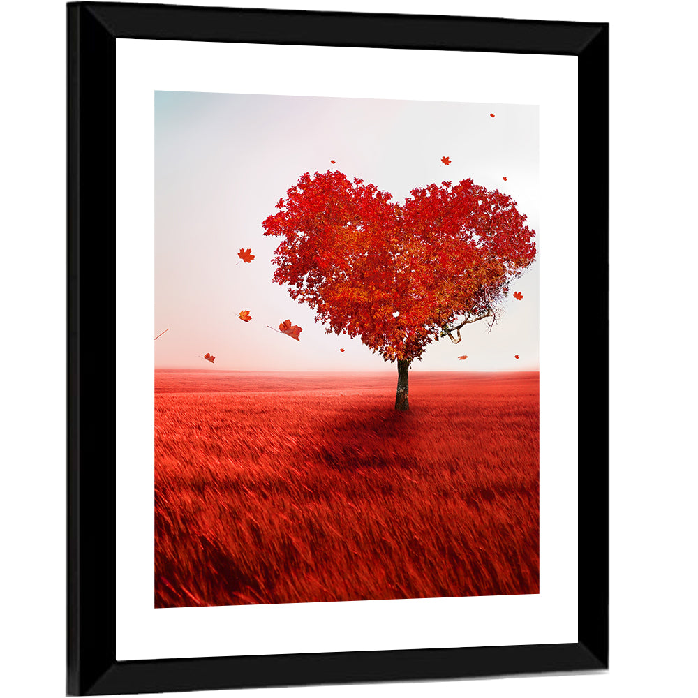 Heart-shaped Tree in Red Field Wall Art