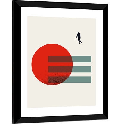 Minimalist Astronaut and Red Planet Wall Art