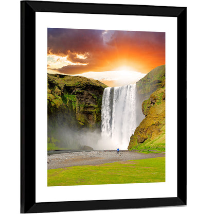 Skógafoss at Sunset, Iceland Wall Art