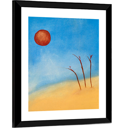 Red Sun Desert Landscape Wall Art