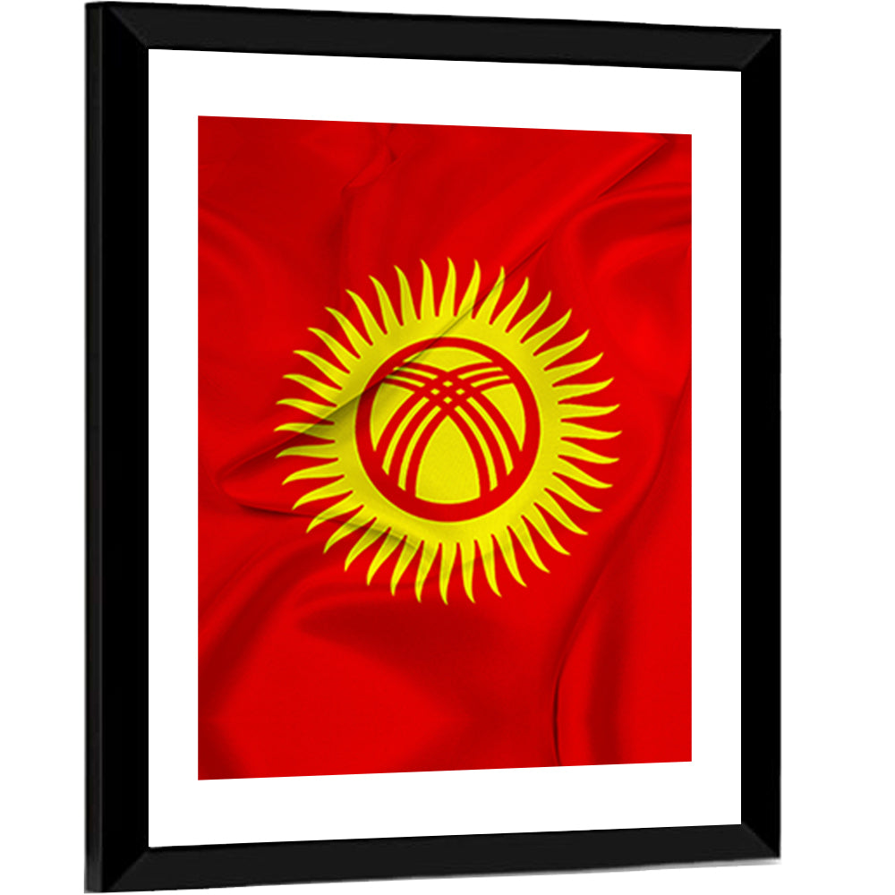 Kyrgyzstan Flag with Tunduk Emblem Canvas Wall Art