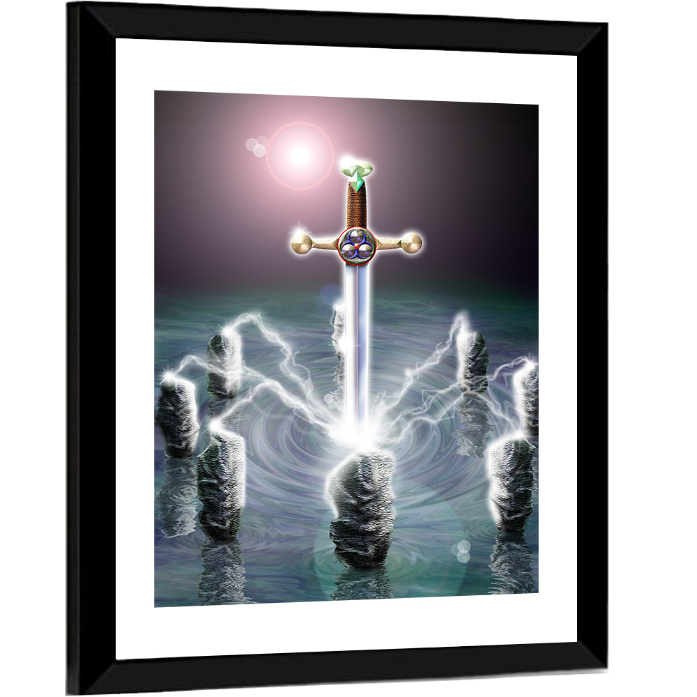 King Arthur Sword in Stone Illustration Wall Art