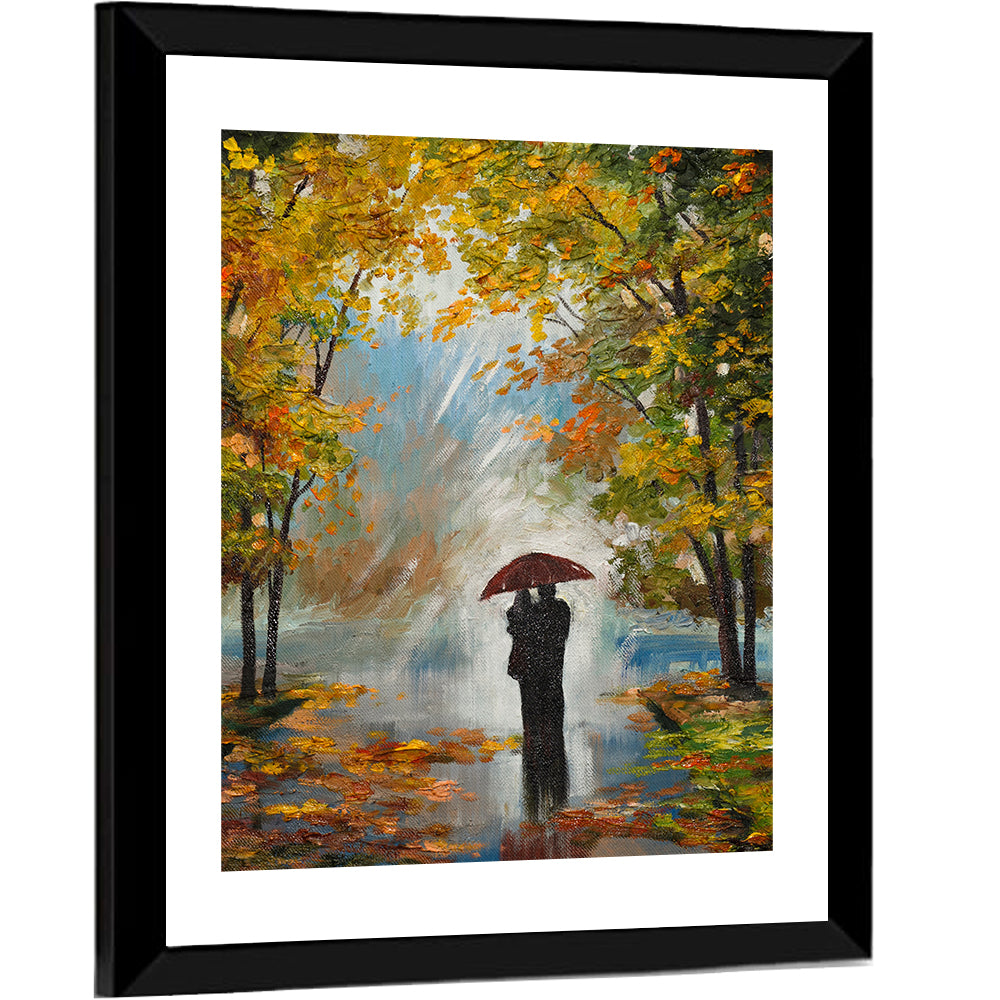 Couple in Autumn Forest Wall Art
