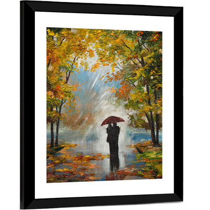 Couple in Autumn Forest Wall Art