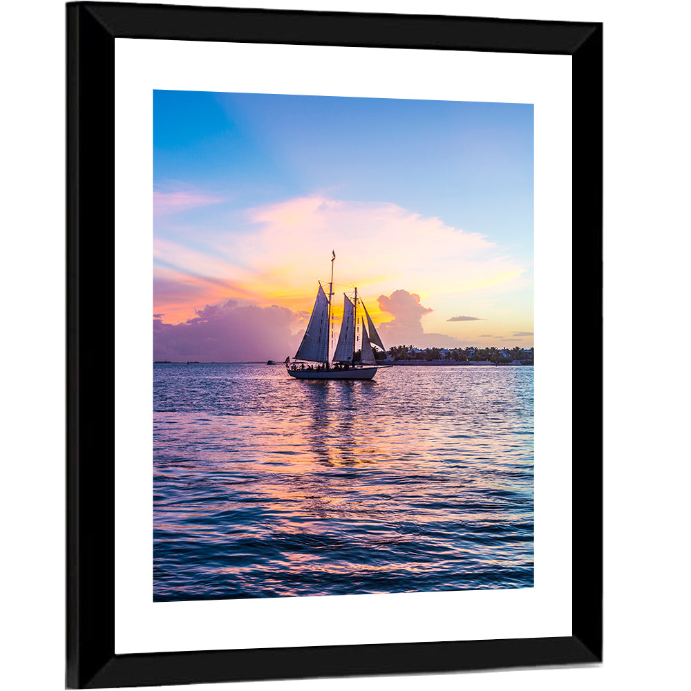 Key West Sailboat at Sunset Wall Art