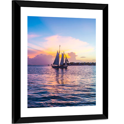 Key West Sailboat at Sunset Wall Art