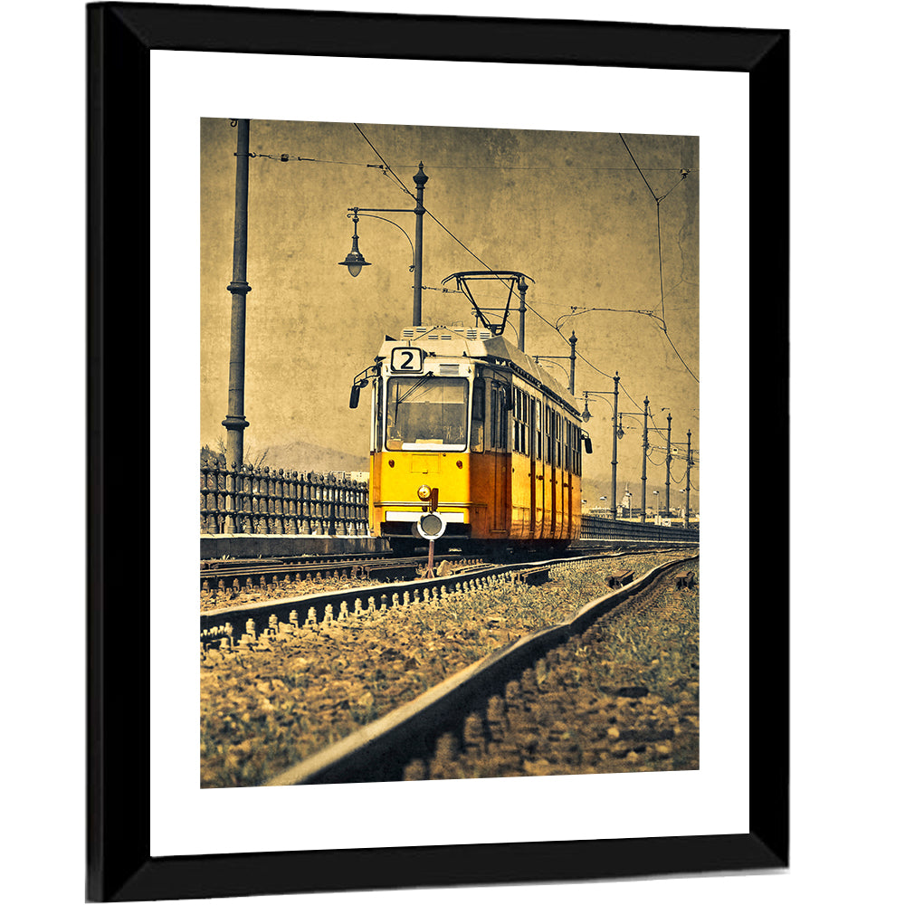 Yellow Tram No. 2 on Tracks Wall Art