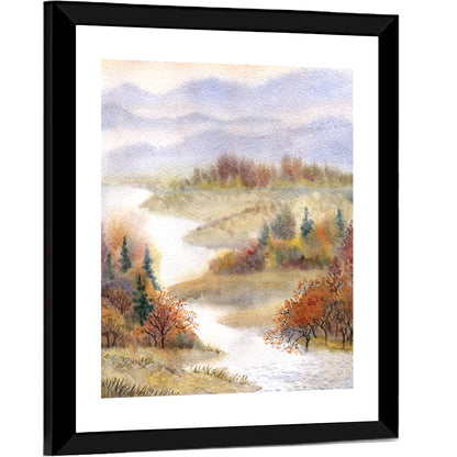 Autumn River Landscape Wall Art