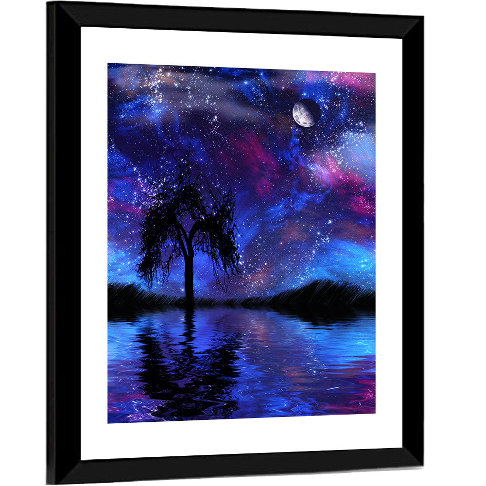 Moonlit Nebula Lake Wall Art