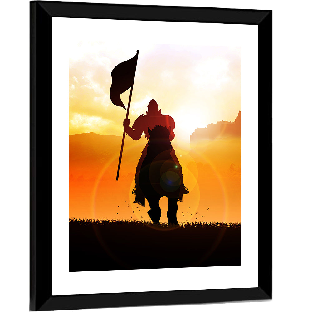 Knight Silhouette at Sunset Wall Art