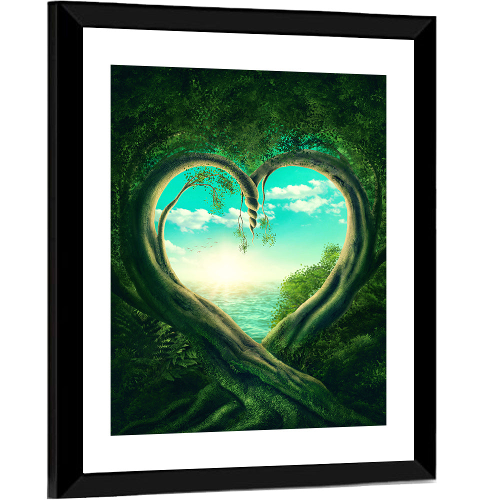 Two Trees Forming a Heart Wall Art