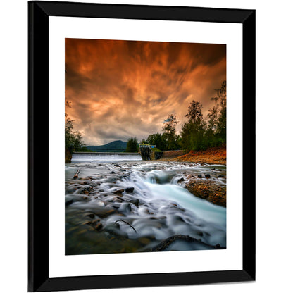 Mentawa Dam at Dusk Wall Art