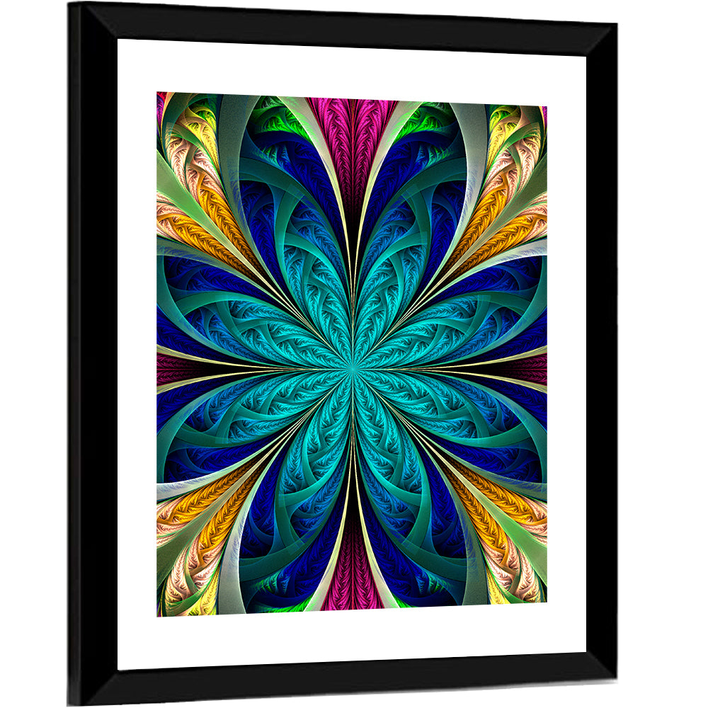 Kaleidoscope Fractal Blossom Wall Art