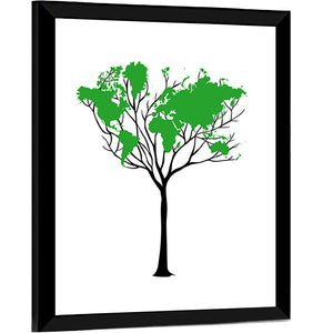 World Map Tree Wall Art