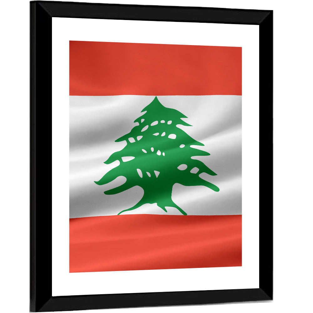 Lebanon Flag with Cedar Emblem Wall Art