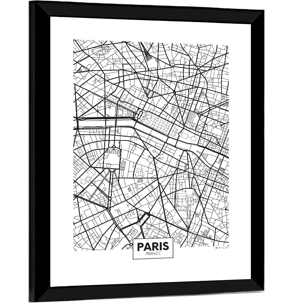 Paris City Map Wall Art