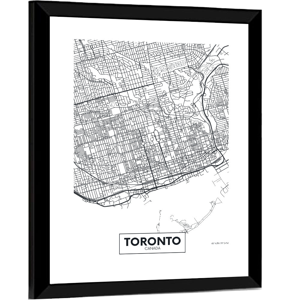 Toronto Street Grid Map Wall Art