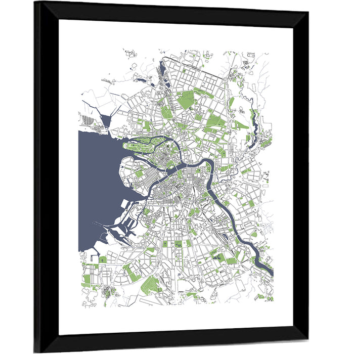 Minimalist Saint Petersburg Map Wall Art as a framed print
