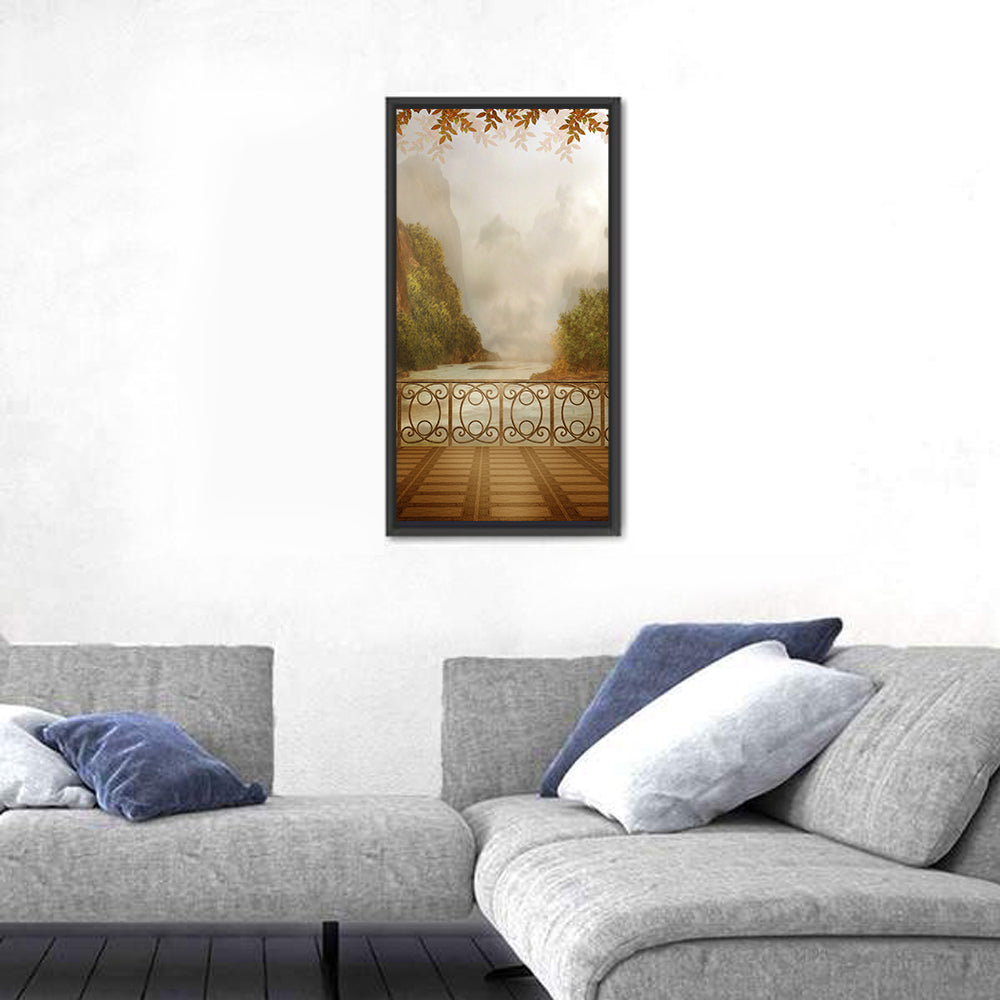 Misty Balcony Over Lake Wall Art