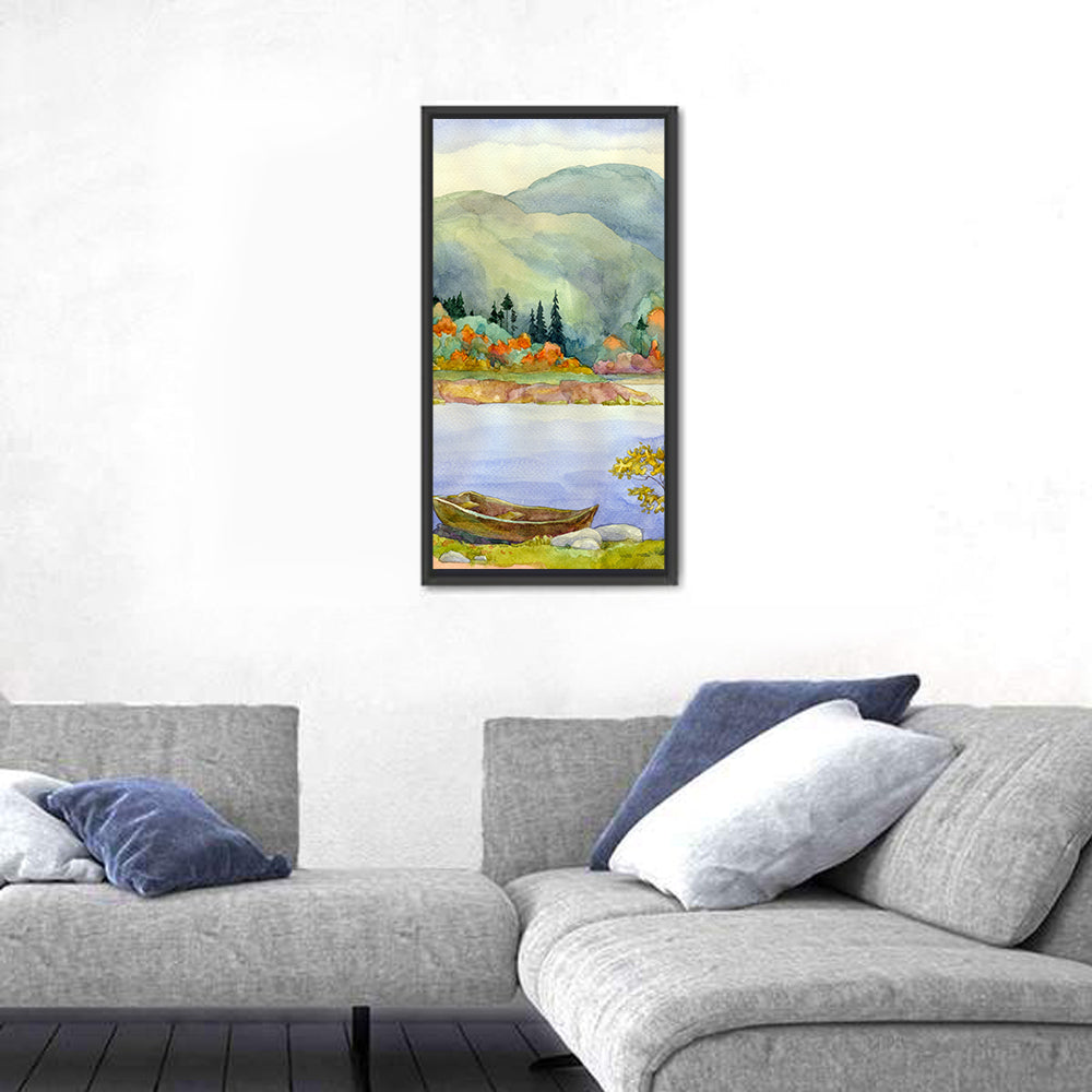 Old Rowboat on Autumn Lake Wall Art