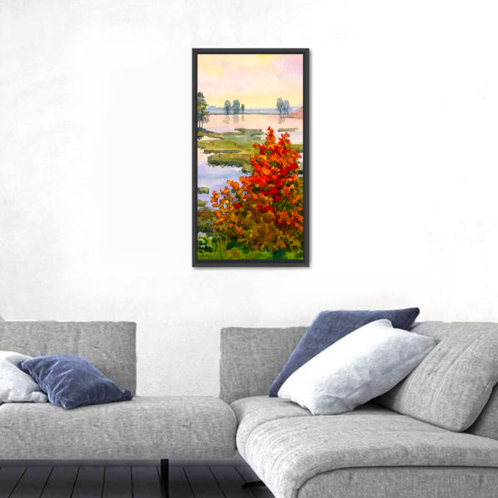 Autumn Lake Watercolor Wall Art