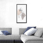 Continuous Line Woman with Monstera Leaf Wall Art