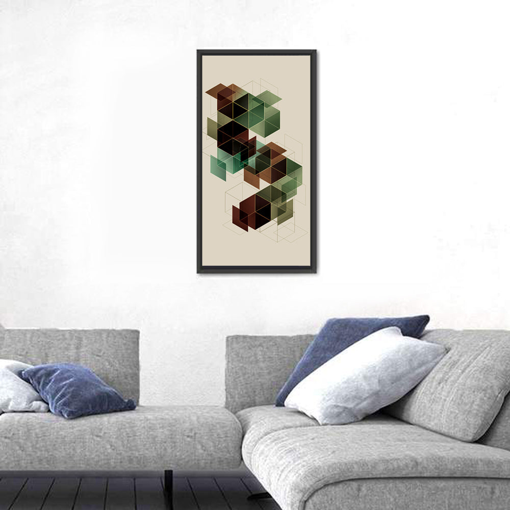Floating Translucent Cubes Wall Art in a room, portrait