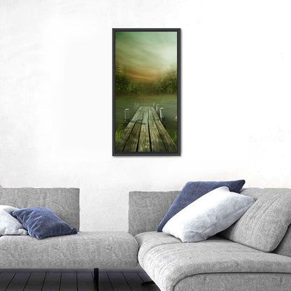 Wooden Jetty on Misty Lake Wall Art