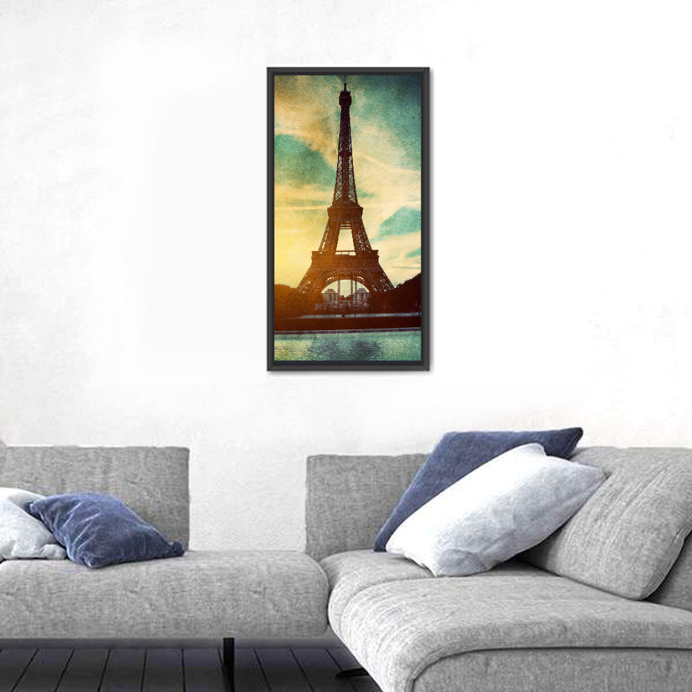 Eiffel Tower Sunset Reflection Wall Art
