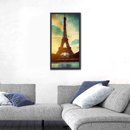 Eiffel Tower Sunset Reflection Wall Art