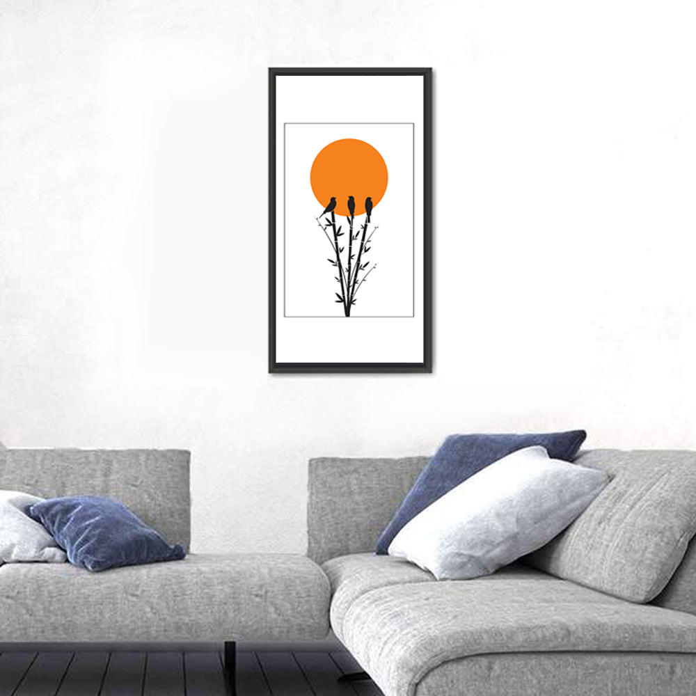 Bamboo and Birds Silhouette Wall Art