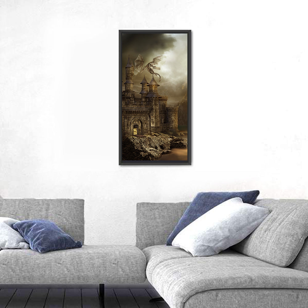 Dragon Perched on Castle Wall Art