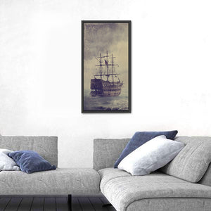 Old Pirate Ship In The Sea Wall Art