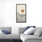 Contour Mountains with Geometric Sun Wall Art