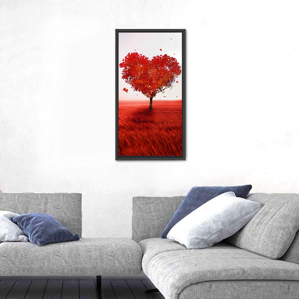 Heart-shaped Tree in Red Field Wall Art