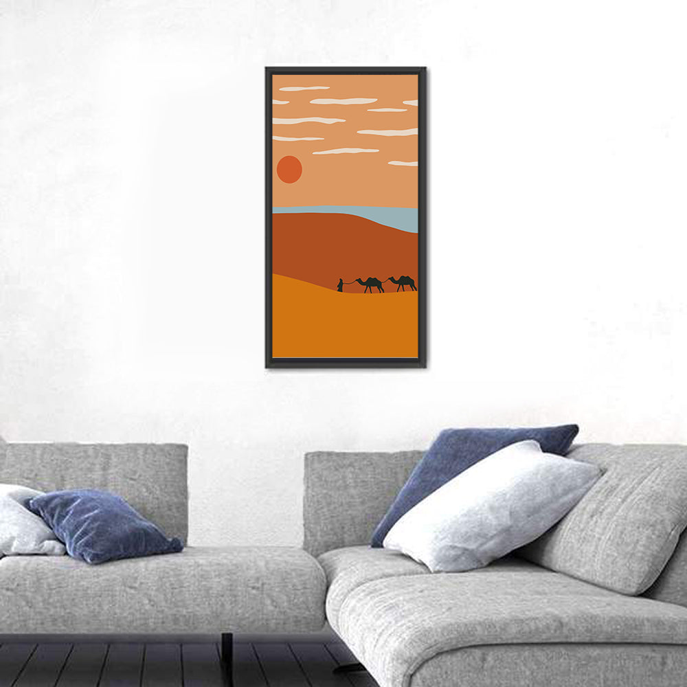 Minimalist Camel Caravan Sunset Wall Art