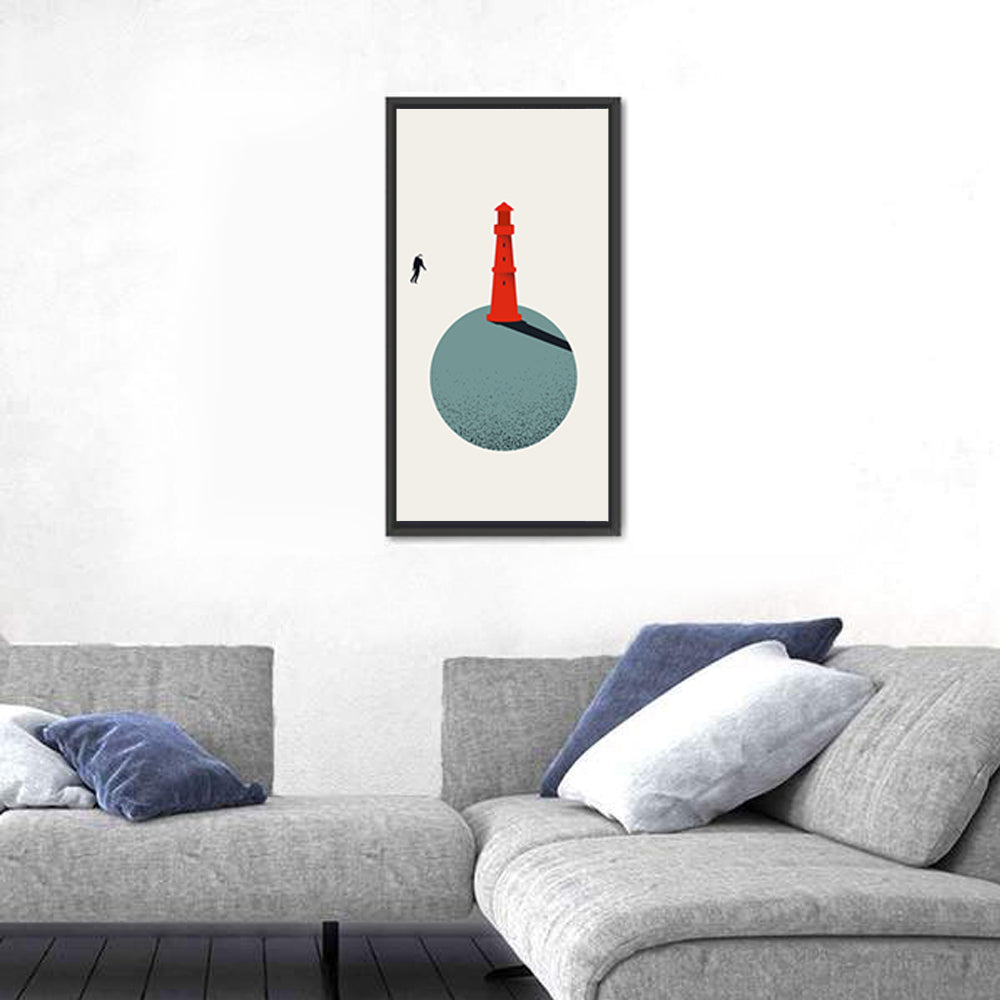Red Lighthouse on Planet Wall Art
