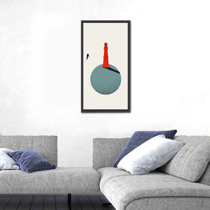Red Lighthouse on Planet Wall Art