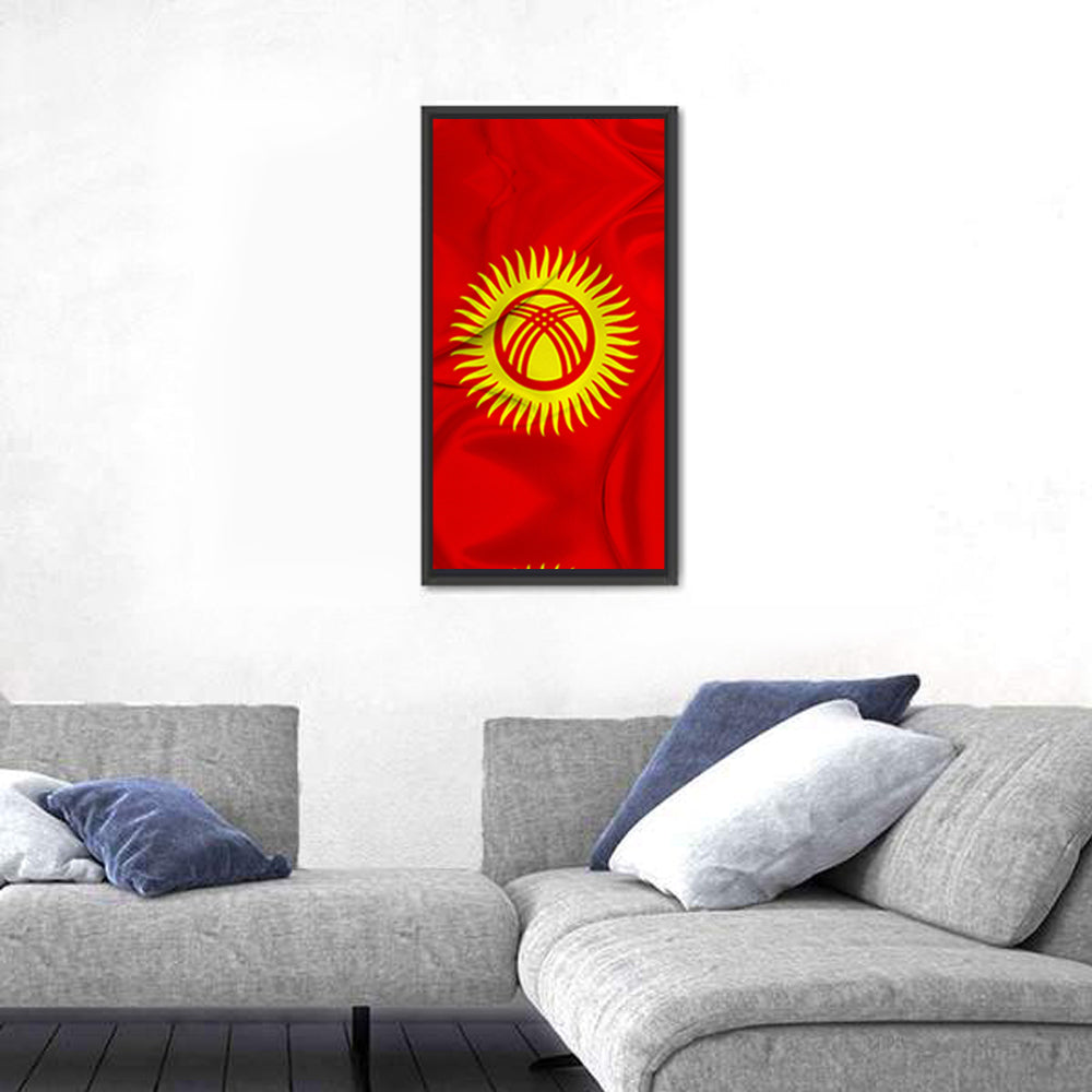 Kyrgyzstan Flag with Tunduk Emblem Canvas Wall Art