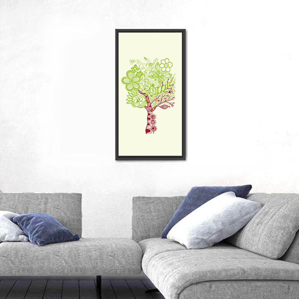 Surreal Tree with Sun Face Wall Art